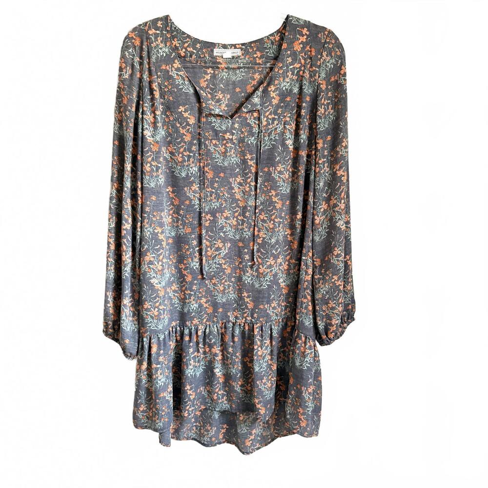 Melrose &‎ Market | Women’s Boho Floral Peasant Dress Blue Orange Turquoise Sz M